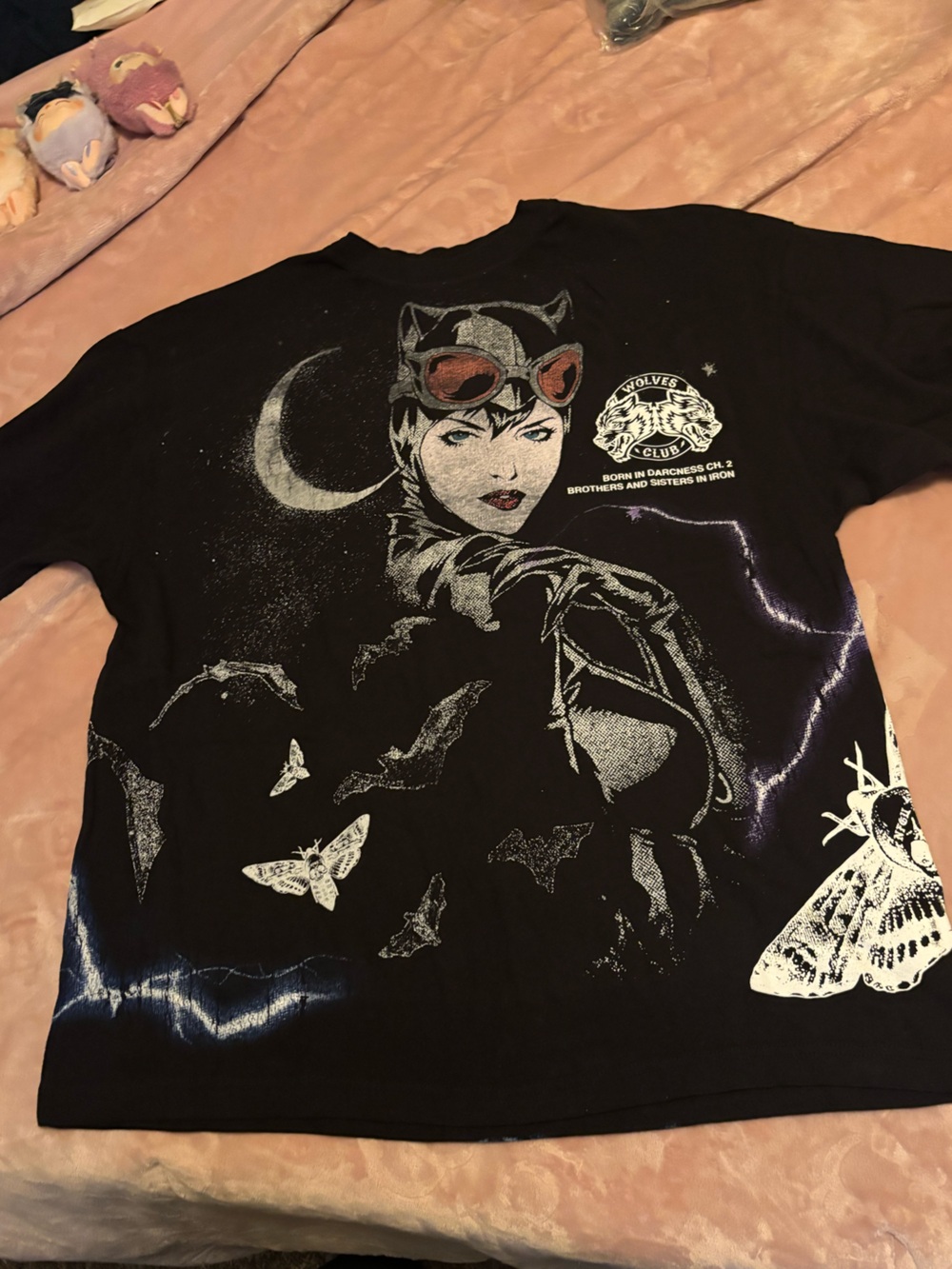 Darc Sport Black Catwoman Graphic Short Sleeve Tee with Red Goggles